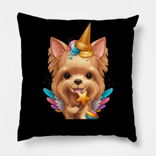 Yorkshire Terrier Ice Cream Unicorn Pillow