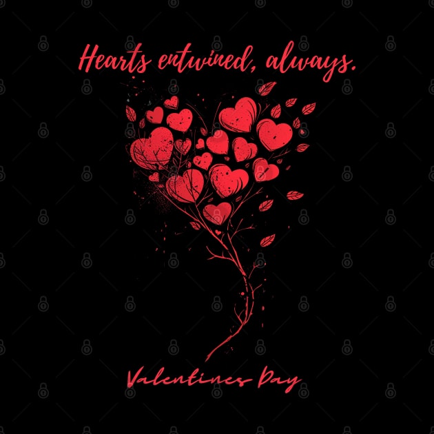 Hearts entwined, always. A Valentines Day Celebration Quote With Heart-Shaped Baloon by DivShot 