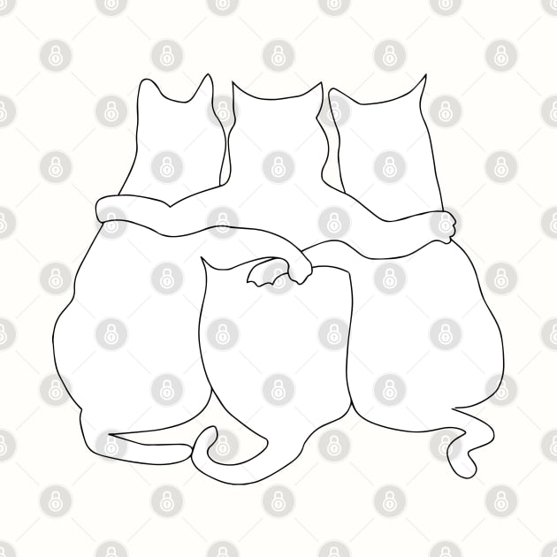 3 Cats Together Line Art by Tilila