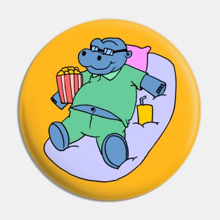 Hippo and Popcorn Pin