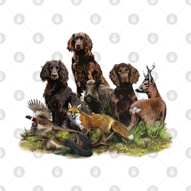 German Spaniels (  Deutscher Wachtelhund ) by German Wirehaired Pointer 