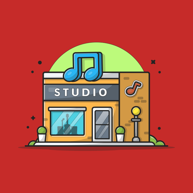 Modern Recording Industry Studio Building Architecture Cartoon Vector Icon Illustration by Catalyst Labs