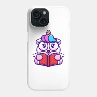 Cute unicorn reading book cartoon Phone Case