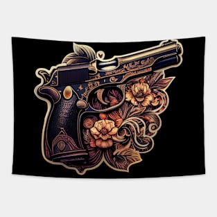 Pistol and flowers Tapestry