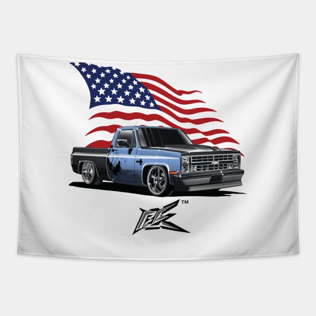 chevrolet c10 truck blue Tapestry by naquash