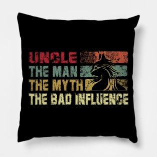 Mens Uncle the Man the Myth the Bad Influence Vintage Cat Father's Day Gift Dad Pillow