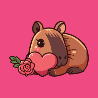 Capybara with heart and rose T-Shirt