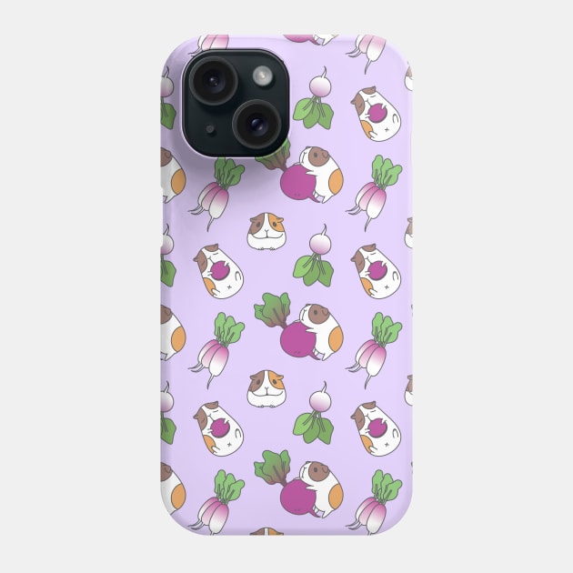 Guinea pig and radish pattern in light purple Phone Case by Noristudio
