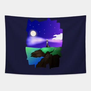 Starry Night Sky Lighthouse Beautiful Artistic Tapestry