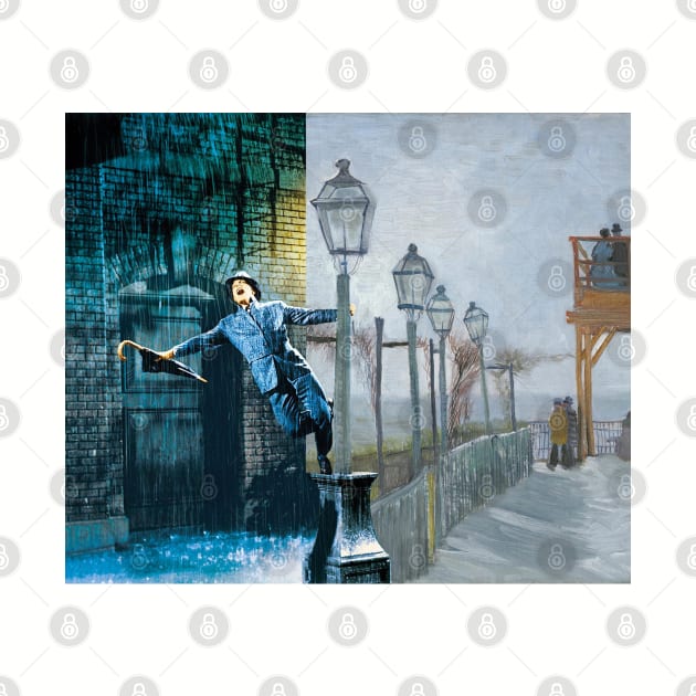 Van Gogh’s Le Moulin de la Galette Terrace and Gene Kelly in Singin’ in the Rain. by luigi-tarini