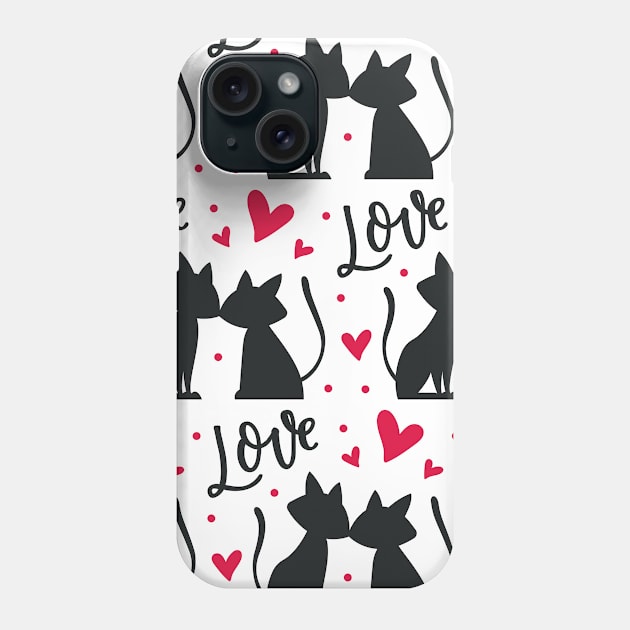 Sweet, Couple, Cat, Heart, Love, Spread, Romance, Gift, Phone Case by WiggleMania