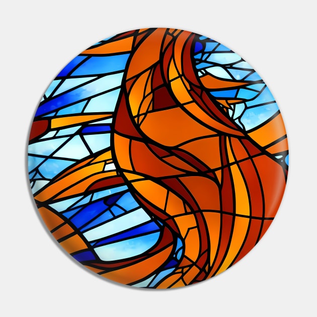 Stained Glass Design Pattern, Blue and Orange color scheme Pin by Artilize