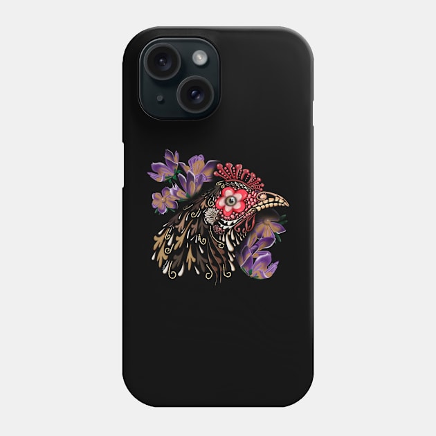 Sugar skull chicken Phone Case by Artbymparrish