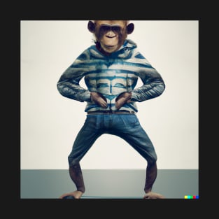 Monkey with Human Clothing Design Funky and colorful T-Shirt