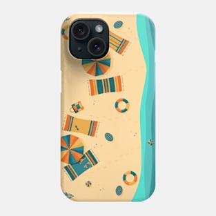 Sandy beach, top view, summer vacation illustration Phone Case