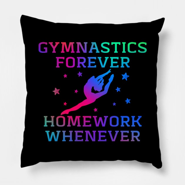 Gymnastics Forever Homework Whenever Gymnast Silhouette Design Pillow by BuddyandPrecious