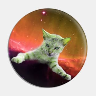 Tilted Cat in Space Pin