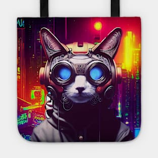 Techno Cat In Japan Neon City Tote