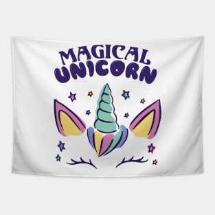 Cute Magical Unicorn Rainbow Horn Girl Tapestry