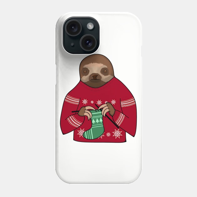 Harvey the Festive Knitting Sloth Phone Case by CheshirePope