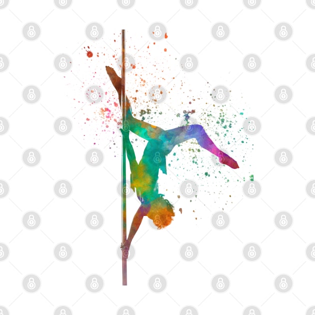 woman pole dancer silhouette  in watercolor by PaulrommerArt