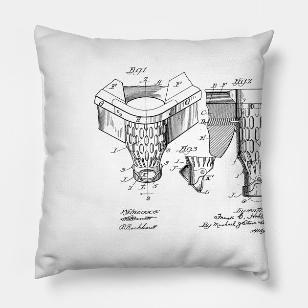 Dischargeable Pocket for Billiard Table Vintage Patent Drawing Pillow by TheYoungDesigns