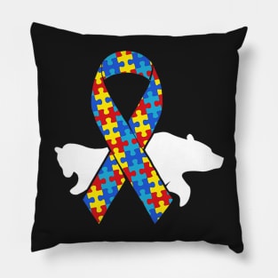 Mama Bear Autism Awareness Puzzle Piece Support Autistic Pillow
