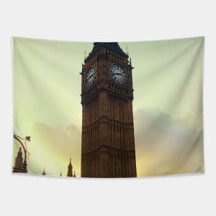 London Big Ben photoreal beautiful city purple pink aesthetic foggy design Tapestry