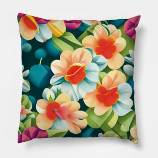 Colorful Begonias Abstract Artwork Pillow