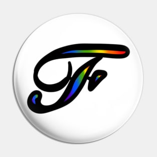 Rainbow Cursive Letter F Pin