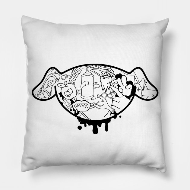 Mad dog logo face icon drawing Pillow by slluks_shop