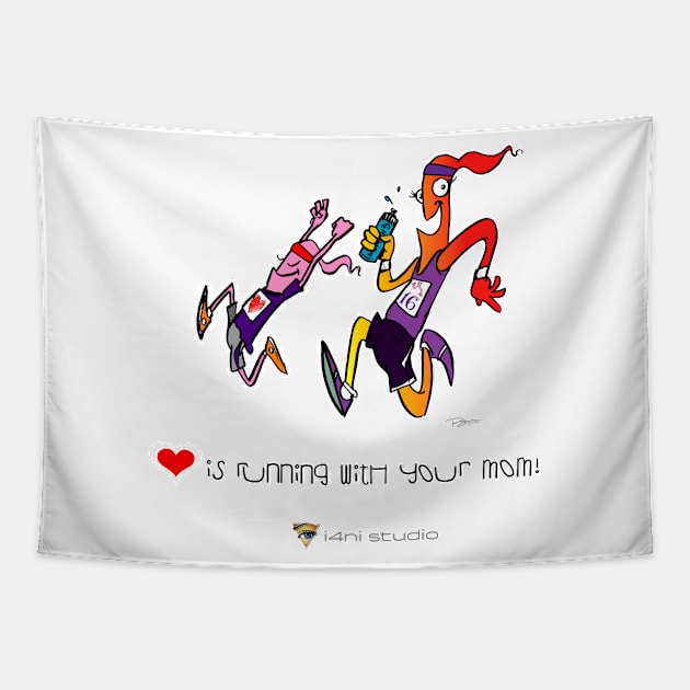 Running with Mom Tapestry by i4ni Studio