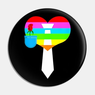 Tuxedo Costume With Tie And Large Heart Lgbt Pin