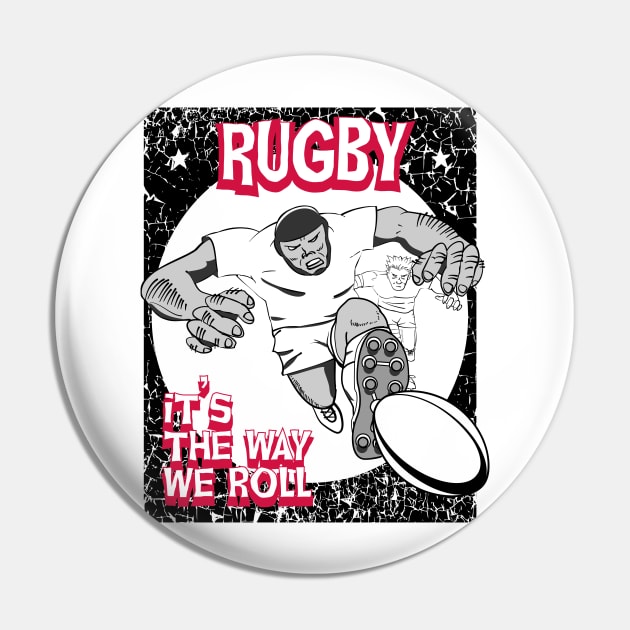Rugby Comic Style Player 3 Pin by atomguy