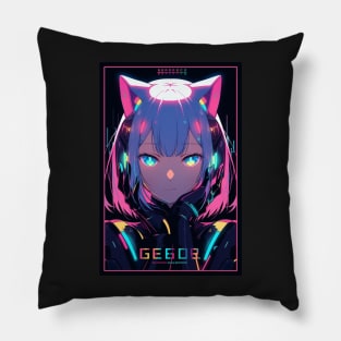 Anime Cat Girl | Quality Anime Design | Chibi Cat Girl Miaw | Manga Anime Art Pillow