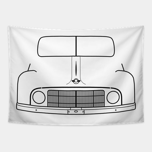 Morris Minor MM classic car outline (black) Tapestry by soitwouldseem
