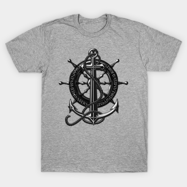 Vintage Style Black Anchor and Boat Wheel - Nautical Anchor Design - T ...