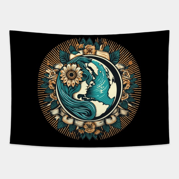 Gaia Earth Goddess Organic Tapestry by AlephArt