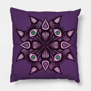 Symmetrical Demonic Creature Purple Horror Art Pillow