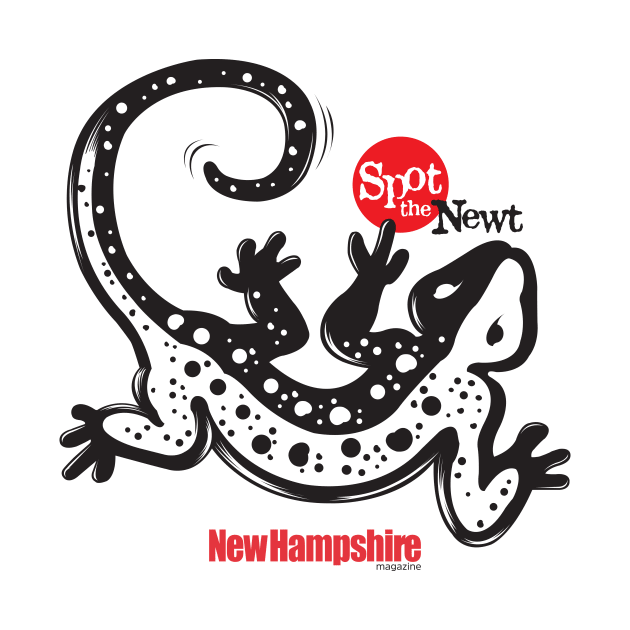 Spot the Newt (black, white and red graphic) by New Hampshire Magazine