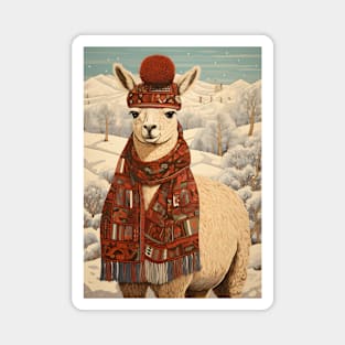 Lama in Hat Funny Christmas Dog Lover Gift Magnet