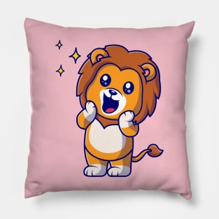 Cute Baby Lion Surprised Cartoon Pillow