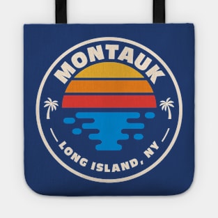 Retro Montauk Long Island New York Vintage Beach Surf Emblem Tote