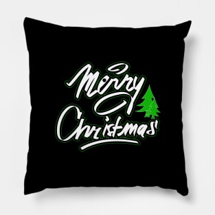 merry christmas lettering T shirt Pillow