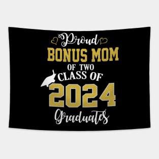 Proud Bonus mom of two 2024 Graduates School Graduation Tapestry