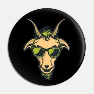 Goat with Glasses - Green Drawing Illustrattion Pin