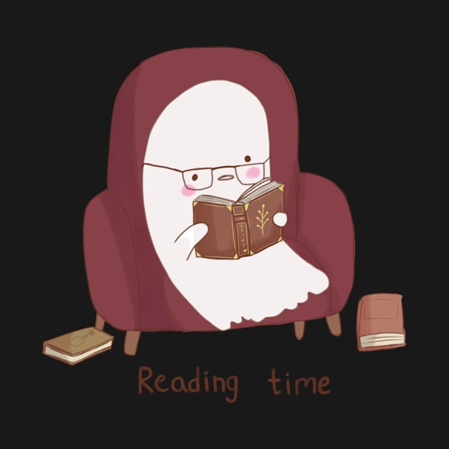 Cute ghost reading by Mayarart