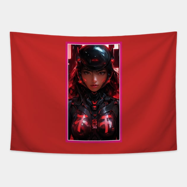 Anime Race Girl | Quality 3D Anime Artwork | Pink Red Black Blue Chibi Manga Anime Art Tapestry by AlNoah