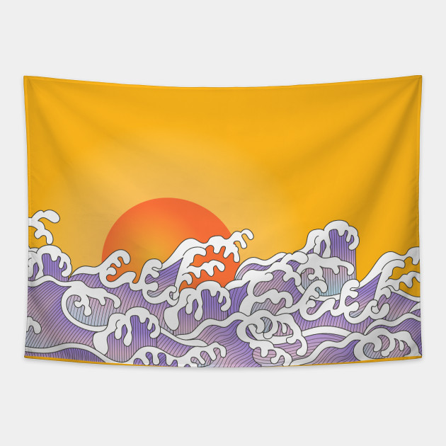 sunset wave tapestry