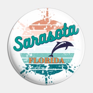 Sarasota Florida Exploding Retro Vintage Sunset Pin